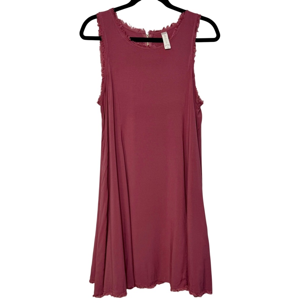 Altar'd State Swing Dress Womens Large Pink Frayed Hem Boho Sleeveless